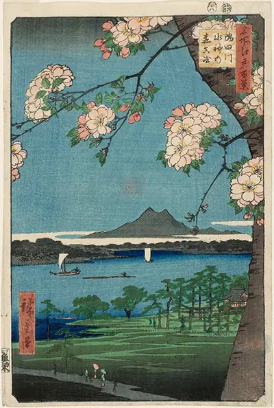 Suijin Shrine and Massaki on the Sumidagawa River Hiroshige